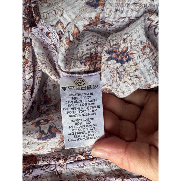 Veronica Beard Shirt Womens Medium Purple Floral Ruffle Long Sleeve Blouse - Picture 11 of 14